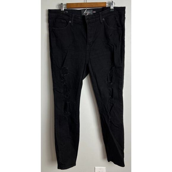 Torrid Premium Stretch Sky High Skinny Black Distressed Jeans Plus Size 16 Wm’s - Picture 1 of 8